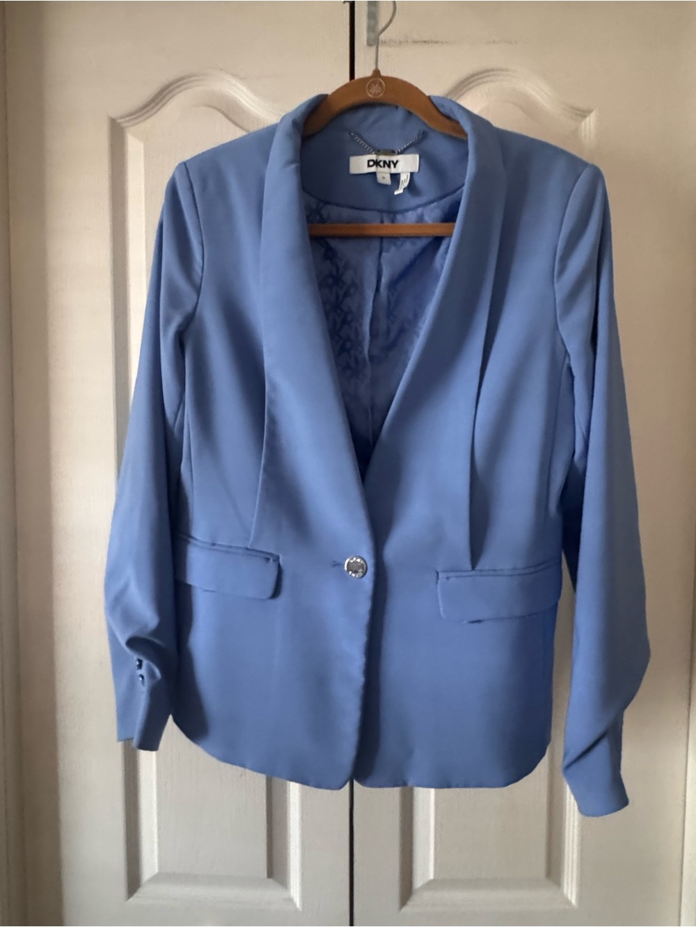 DKNY Powder Blue Single-Button Shawl Collar Blazer